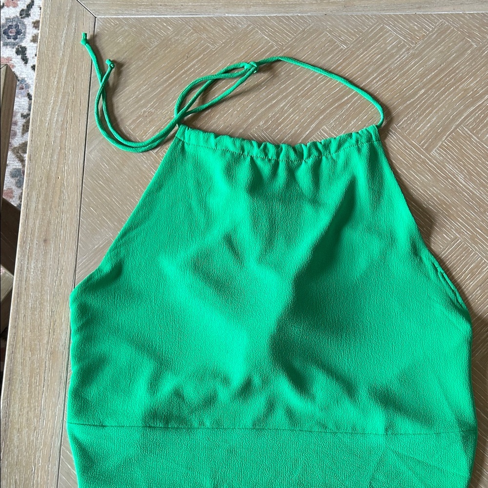 Vibrant Green Open Back Halter Top